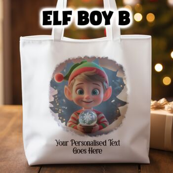 Personalised Christmas Breakout Elf Tote Gift Bag, 3 of 6