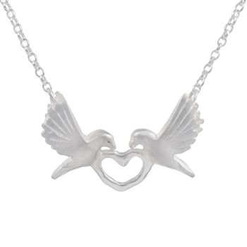 Two Turtle Doves Necklace In Silver, 3 of 5