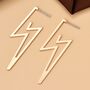 Minimalist Lightning Strike Golden Earrings, thumbnail 5 of 5