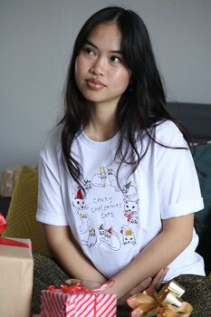 Crazy Christmas Cats Embroidered T Shirt, 9 of 11