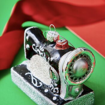 Sparkly Retro Sewing Machine Shaped Bauble, 2 of 6