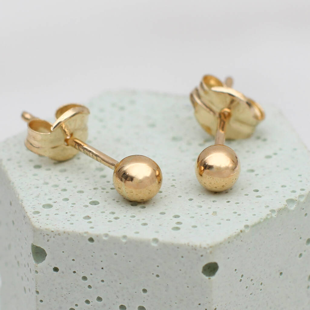 9ct Gold Ball Stud Earrings, 1 of 3