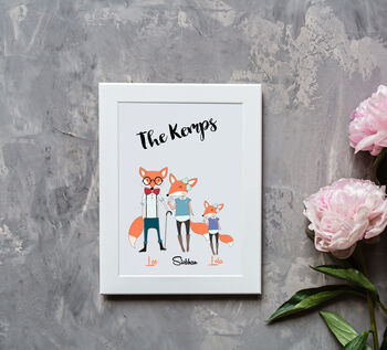 Personalised Family Fox Print, 4 of 5