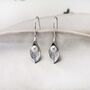 Handmade Calla Lily Freshwater Pearl Drop Earrings, thumbnail 1 of 6