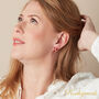 Ruby Triple Stone Gold And Silver Stud Earrings, thumbnail 2 of 9