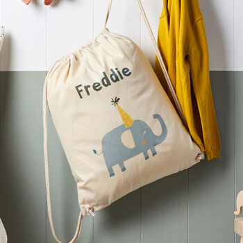 Personalised Elephant Cotton Nursery Bag, 2 of 7