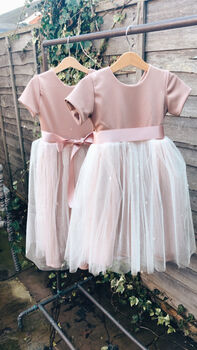 Blush Pink Cap Sleeve Flower Girl Dress, 8 of 9