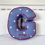 Embroidered Letter Cushion In Navy Star, thumbnail 1 of 4