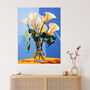 Luxurious Lily Calla Floral Blue Yellow Wall Art Print, thumbnail 1 of 6