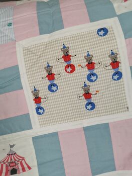 Handmade Circus Quilt,Tummy Time Mat, Blues And Pinks, 7 of 8