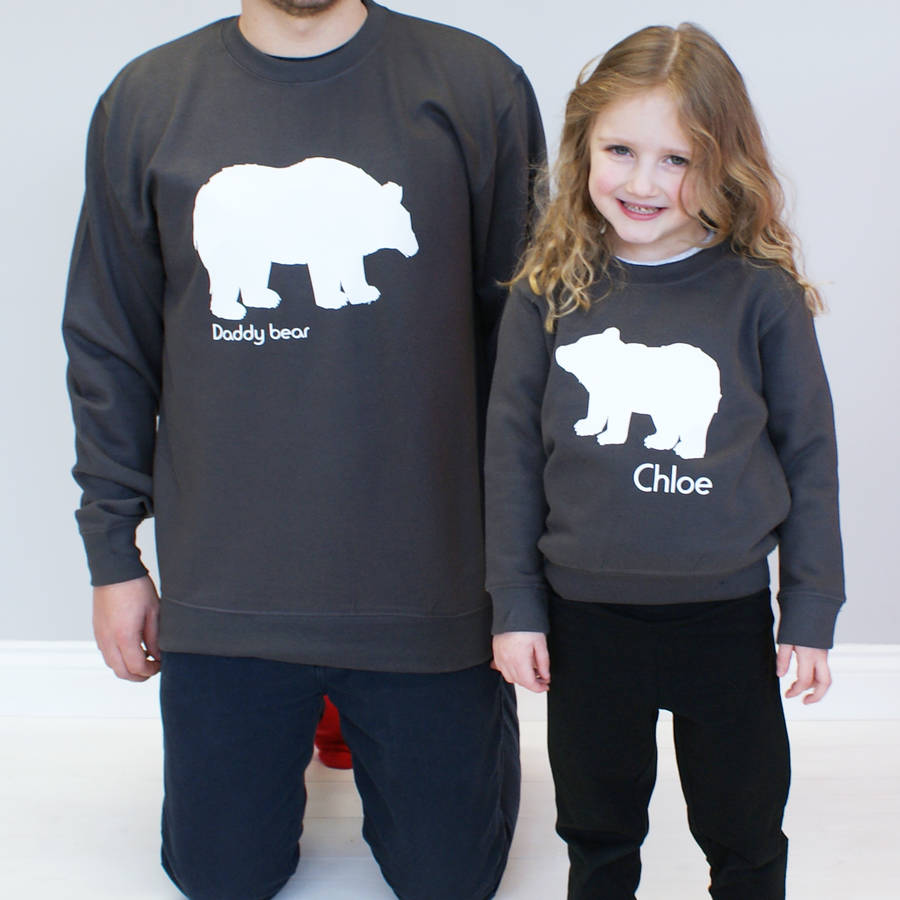 personalised daddy and baby bear sweatshirt set by sparks and daughters