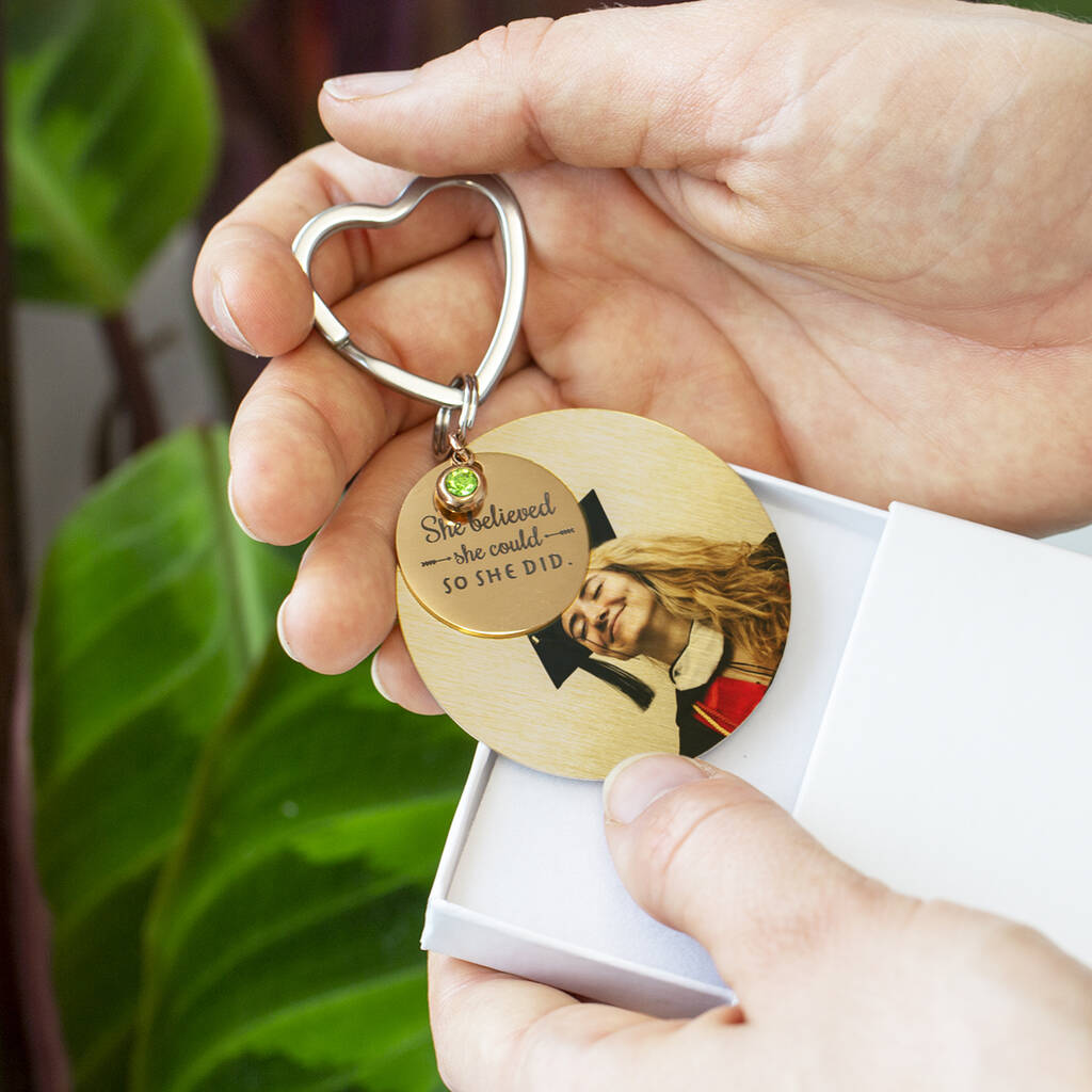 'She Believed' Quote Keyring With Photo Plate, 1 of 5