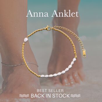 Anna Anklet 18k Gold Plated Titanium, Tarnish Free, Hypoallergenic + Waterproof, 2 of 8