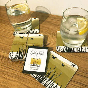 A Modern Gold Design Of Bird Coasters With Card, 3 of 3