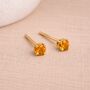 Solid 9ct Gold November Citrine Birthstone Stud Earrings – 4mm, thumbnail 1 of 3