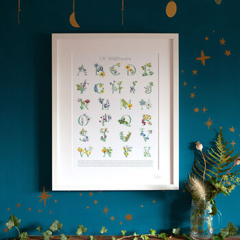 Inky Wildflower Alphabet A To Z Illustrated Print, 5 of 11
