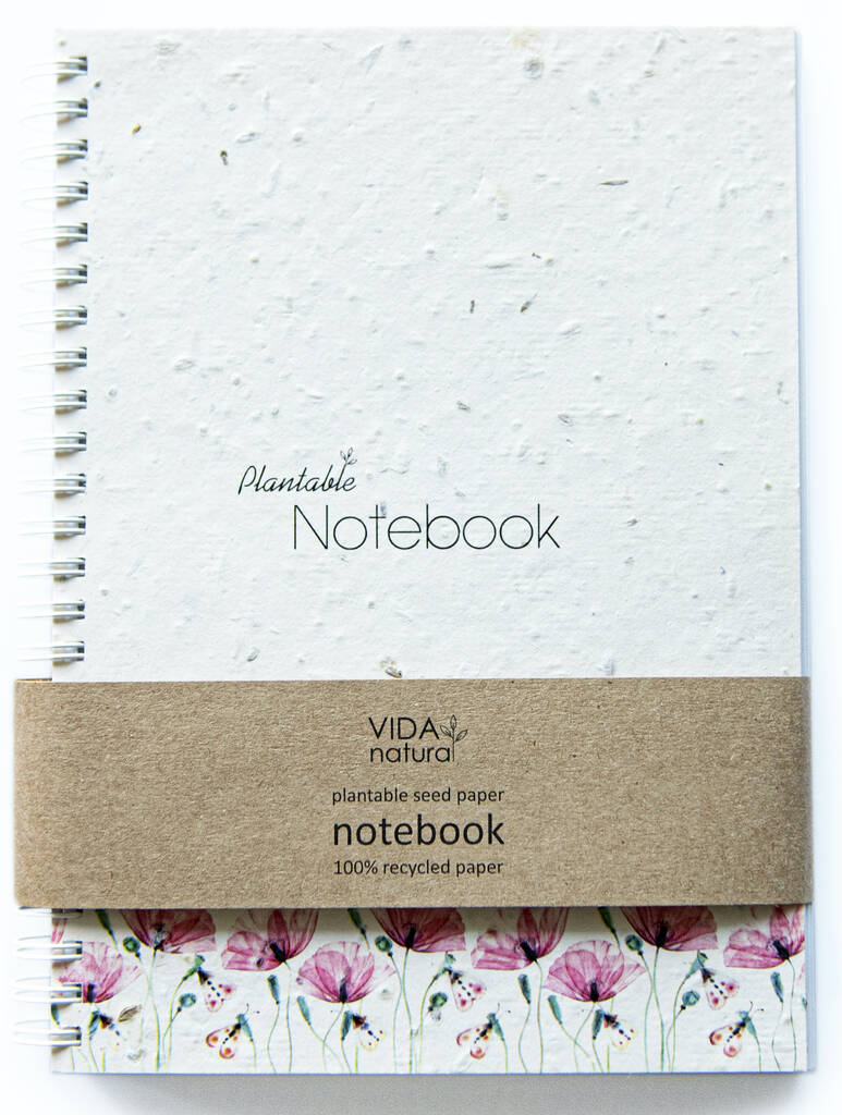 Plantable Seed Paper Notebook Poppy Design
