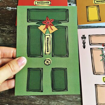 Six Christmas Doors Card Set Recycled, 9 of 9