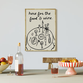 Here For The Food And Wine Illustrated Wall Art Print, 10 of 11