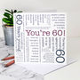 60th Birthday Card 'You're 60!' Quotes, thumbnail 1 of 6
