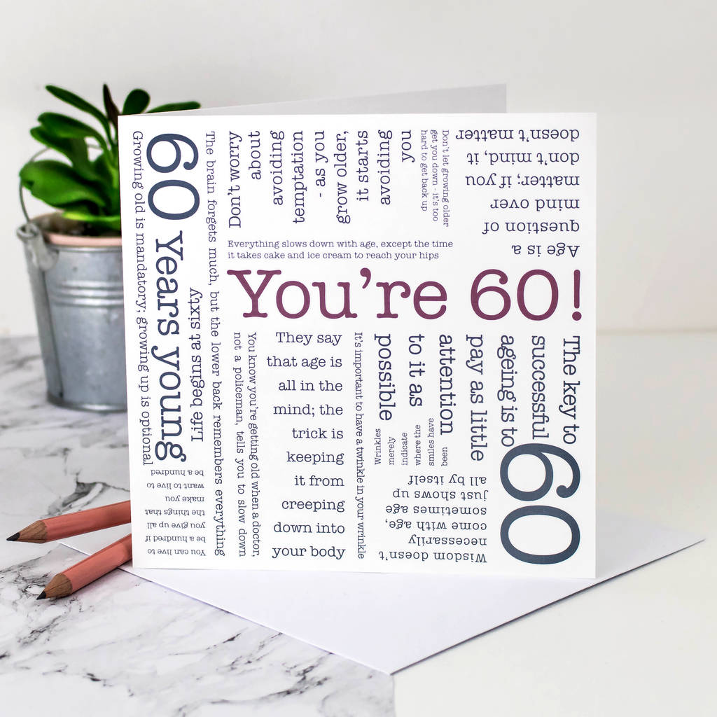 60th Birthday Card 'You're 60!' Quotes, 1 of 6