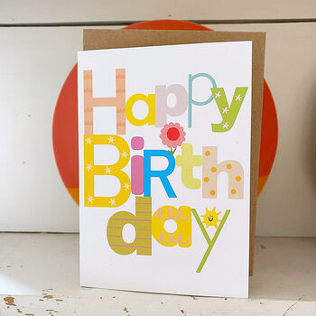 Happy Birthday Bright Typography Greeting Card, 3 of 3