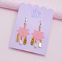 Blush Pink Swishy Star Drop Earrings, thumbnail 5 of 5