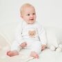 Personalised White Quilted Teddy Bear Boucle Romper, thumbnail 4 of 4