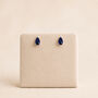 Sterling Silver Pear Cut Teardrop Sapphire Stud Earrings, thumbnail 2 of 5