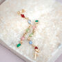 Dangle Multi Gemstone Crystal Drop Gold Plated Earrings, thumbnail 5 of 5