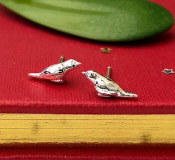 Sterling Silver Good Luck Robin Bird Earrings, 11 of 12