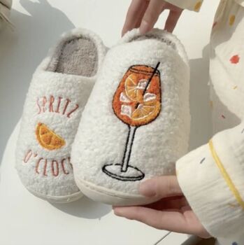 Spritz O Clock Embroidered Slippers, 2 of 3