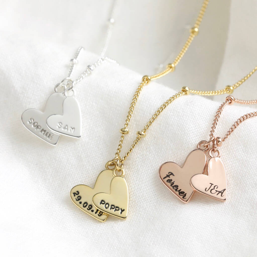 Personalised Falling Heart Charms Necklace By Lisa Angel ...