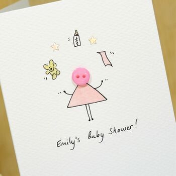 Personalised 'Button Baby Shower' Handmade Card, 3 of 5