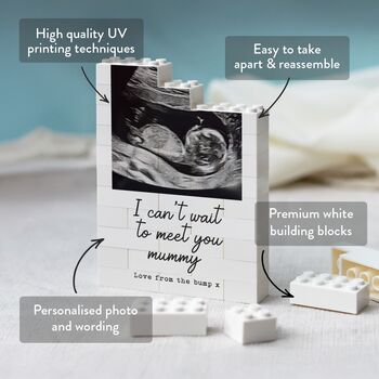 Personalised Baby Scan Photo Block Keepsake, First Mother's Day And Pregnancy Announcement Gift, 3 of 12