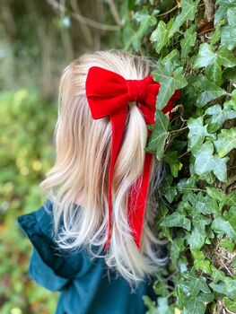 Ever After' Red Velvet Hair Bow Barrette By Little Love