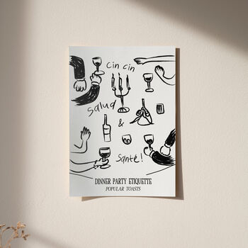 Dinner Party Etiquette Illustrated Wine Print, 4 of 5