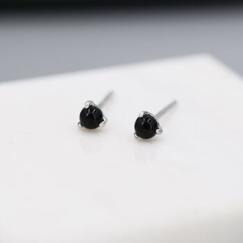 Natural Black Onyx Stud Earrings In Sterling Silver, 3 of 12