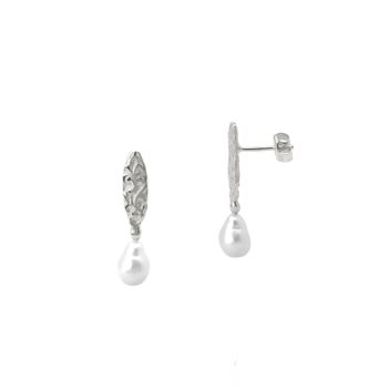 Drop Baroque Pearl Natural Textured Earring, 4 of 4