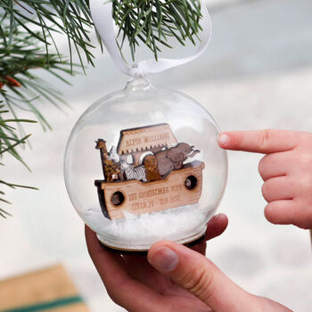 Noah's Ark Personalised First Christmas Bauble, 2 of 6
