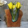 18cm Molten Glass Wedge Vase On Teak Root Flower Holder, thumbnail 5 of 12