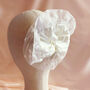 Maisie Ivory Heart Tulle Double Ruffle Silk Scrunchie, thumbnail 8 of 10