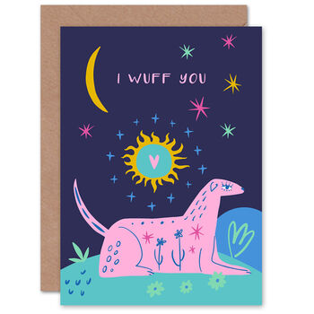 I Wuff You Pink Dog Love In Starry Sky Card, 2 of 4