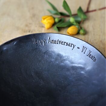 Personalised 6th Anniversary Gift, Medium Hammered Bowl, 2 of 6