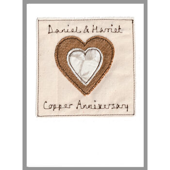 Personalised 7th Copper Wedding Anniversary Card, 2 of 8