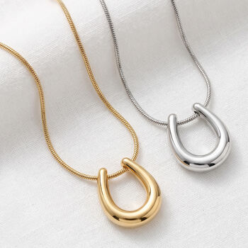 Gold Or Silver Women’s Chunky Horseshoe Pendant Necklace, Minimalist Jewellery, 3 of 7