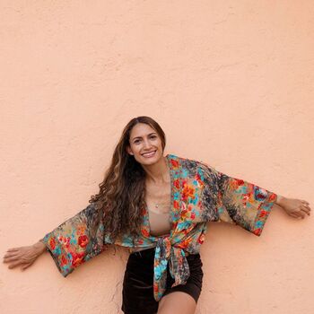 Colourful Floral Viscose Summer Jacket, 3 of 6