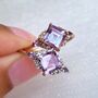Square Amethyst Ring In Silver And Rose Gold Vermeil, thumbnail 1 of 12