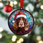 Cocker Spaniel Chocolate In Santa Hat Suncatcher Decoration, thumbnail 4 of 6