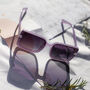 Front Lens Rectangle Thick Frame Sunglasses In Lilac, thumbnail 2 of 3